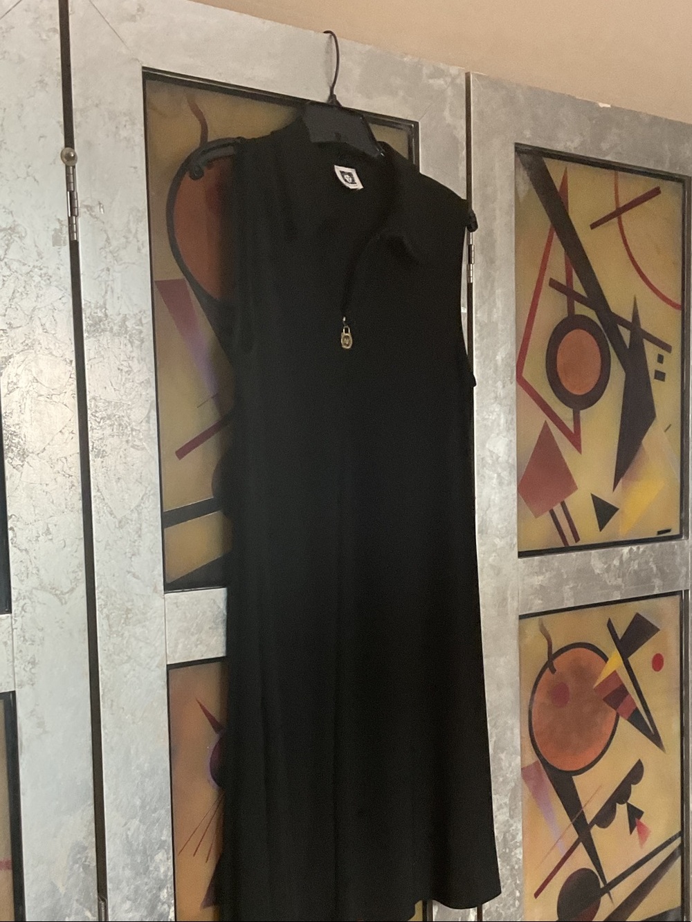 Anne Klein Black Sleeveless Midi Dress with Zip Detail